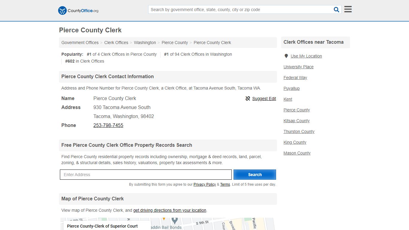 Pierce County Clerk - Tacoma, WA (Address and Phone)