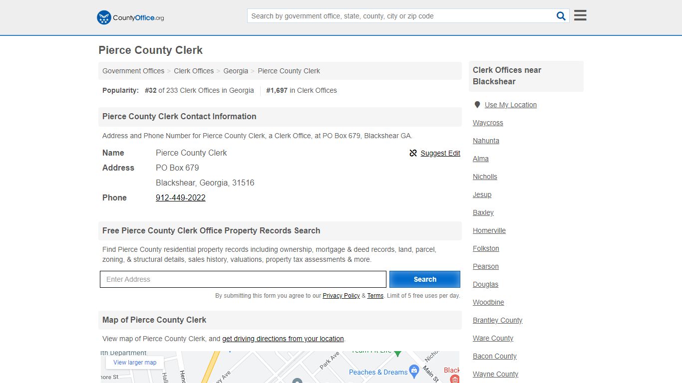 Pierce County Clerk - Blackshear, GA (Address and Phone)
