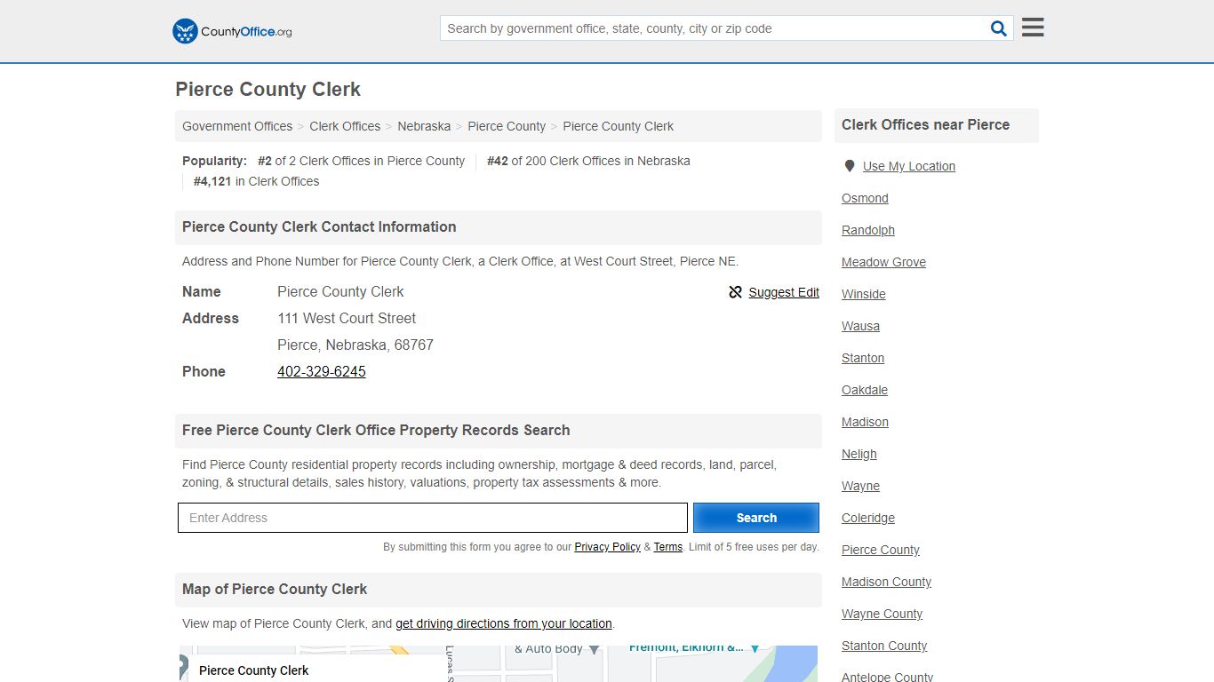 Pierce County Clerk - Pierce, NE (Address and Phone)